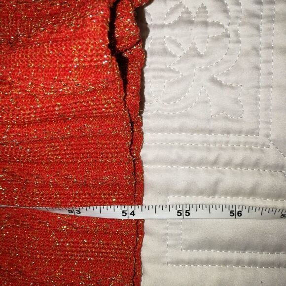 VINTAGE Handmade Orange & Shiny Stretchy Party Ribbed Knit Maxi Dress Size 1X - Picture 10 of 11